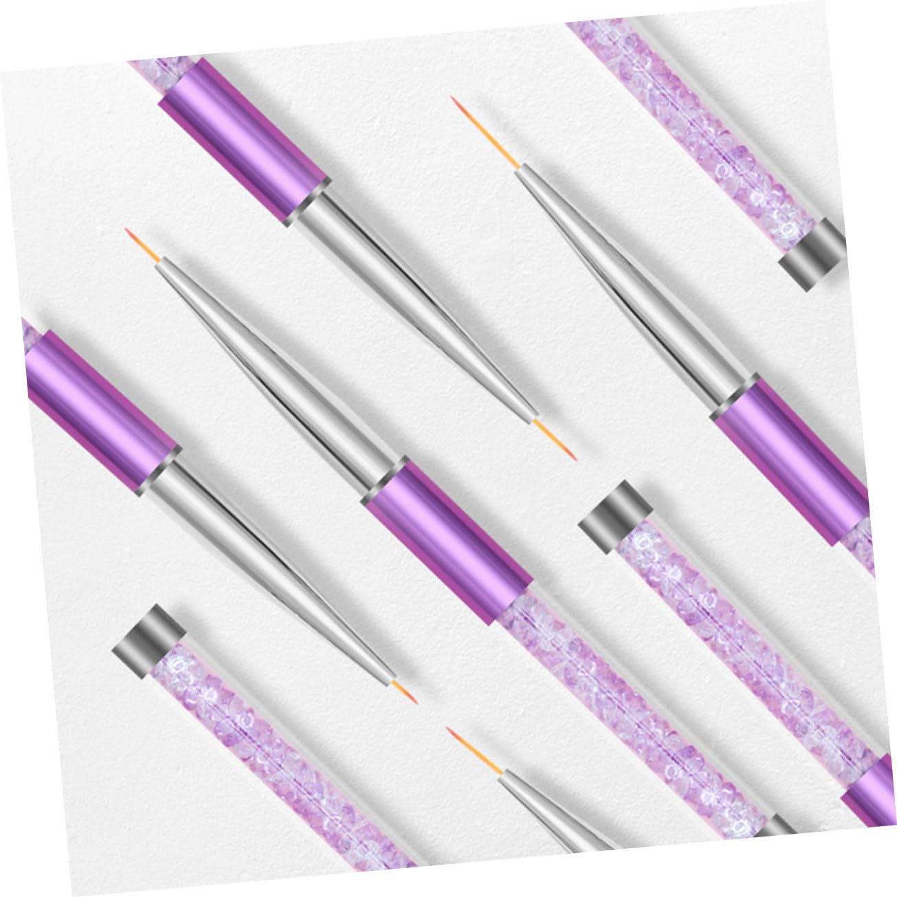 Healvian 3 Set Di Penne Per Nail Art Linee Di Trazione Design Per Unghie Penne Con Estremità in Metallo Pennelli Per Manicure Strumenti Per Nail Art Set Da 6 Pezzi*3