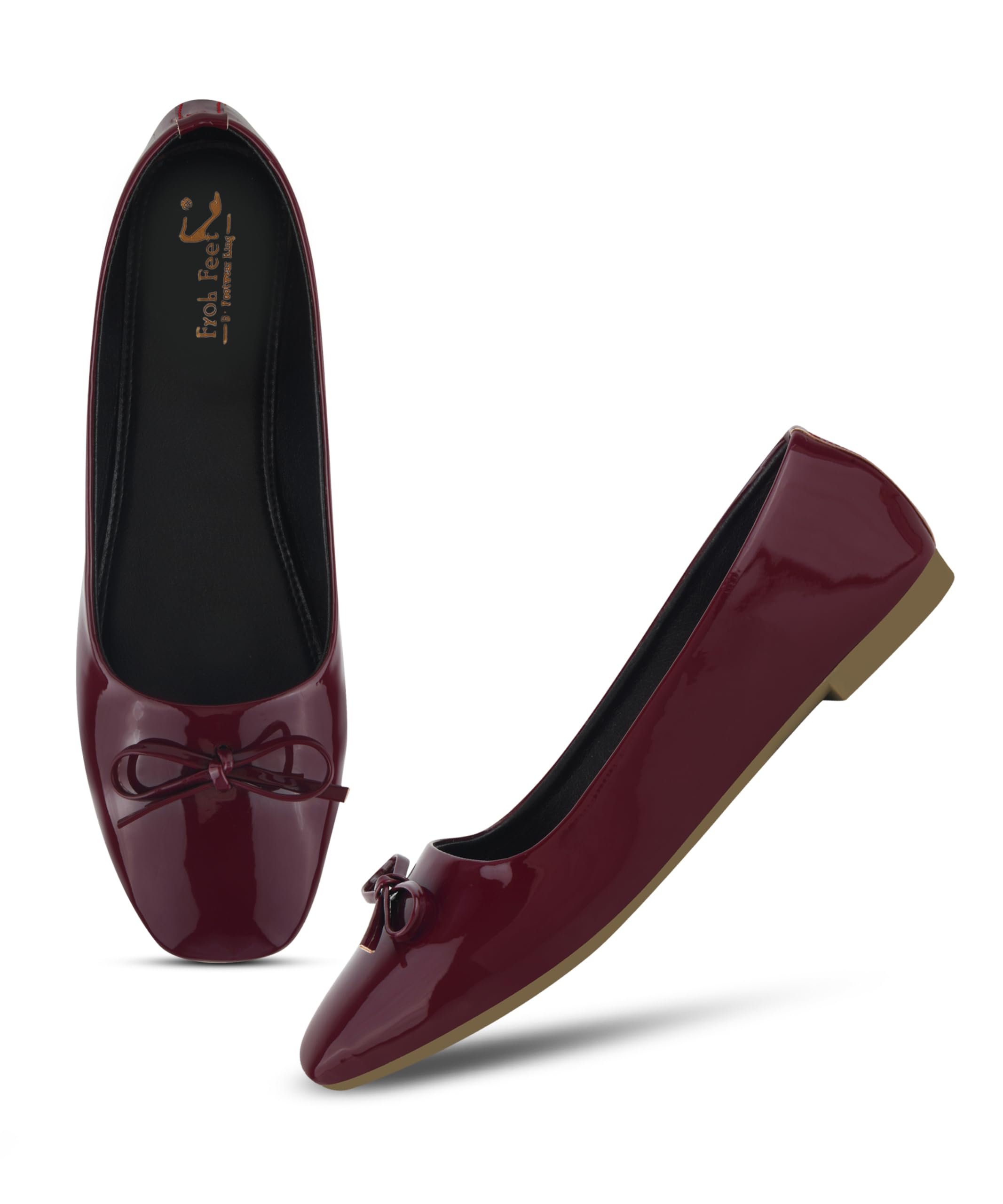 Froh Feet Women’s Sleek Patent Finish Comfort Ballet Flats Featuring a Stylish Decorative Bow and Cushioned Insole-picture-56