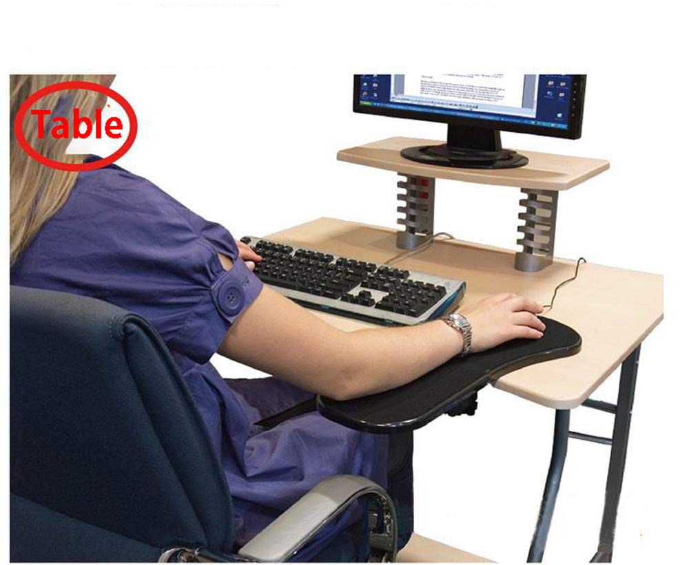 Bracciolo 2in1 Con Tappetino Per Mouse HHG-674, Tavolo/bracciolo Supporto Poggiapolsi Articolato Ergonomico Regolabile 86394275