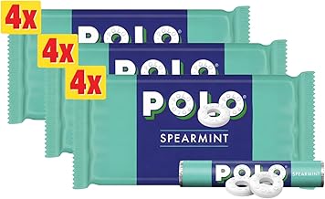 Spearmint Polos Mint Tube Multipack – 3 Packs of 4 Tubes (12 Tubes Total) | Refreshing Sugar-Free Mints