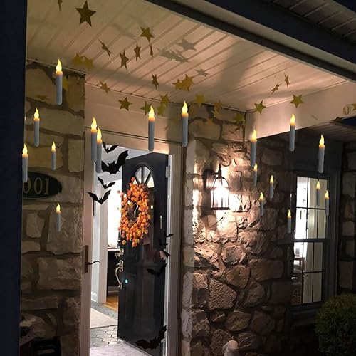 Miniatura 3 de Decoraciones de Halloween, velas LED flotantes sin llama, velas LED flotantes para decoración de Halloween, velas cónicas LED sin llama, para
