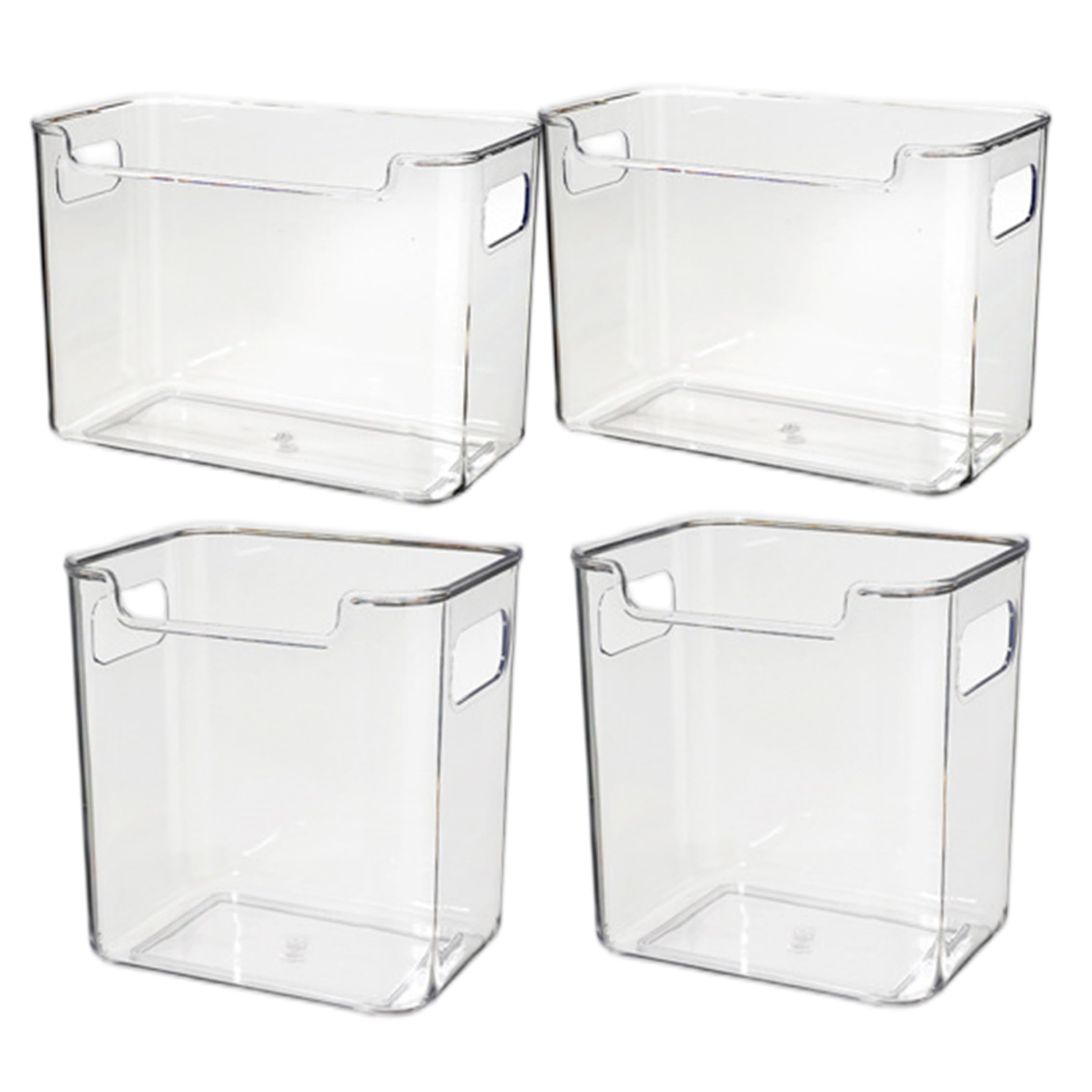 Sjfbebsy 4Pcs Freezer Organizer, Clear Plastic Freezer Storage Bins with Handle Space Saving & Easy Clean for Veggies Fruits Condiments More, 2 Sizes - Chest Organizer