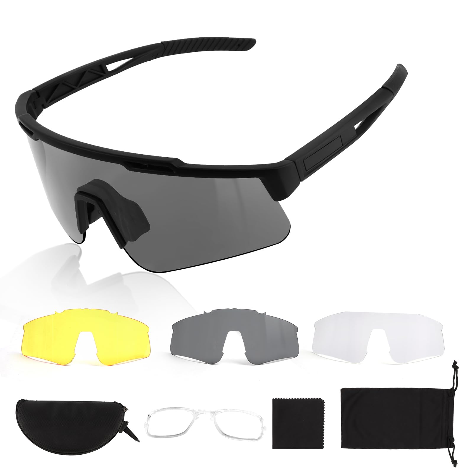 Tactical Eyewear Anti Fog, ANSI Z87.1 Sports Glasses with 3 Interchangeable Lens UV400 Protection Airsoft Goggle