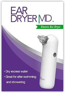 eosera Ear Dryer MD Rechargeable Electric Drying Device - Compact Moisture Removal Tool - Multiple-Size Tips and Storage Pouch - Great After Swimming or Showering
