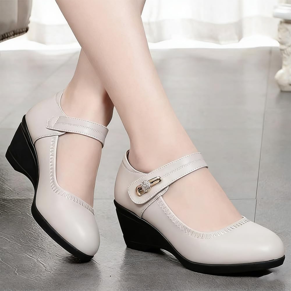 Zapatos Mary Jane de cuña para mujer, con puntera cerrada, para mujer