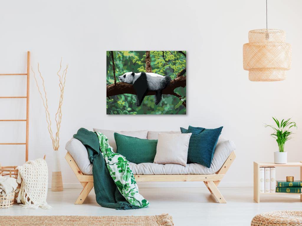 Malowanie według liczb - PANDA na drzewie leżącym 80x100 cm bez blejtramy
