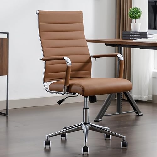 Silla de escritorio de oficina moderna, sillas de sala de conferencias con ruedas, silla ejecutiva de cuero con respaldo alto, ergonómica giratoria