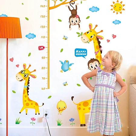 Amazon ウォールステッカー 身長計 身長測定 どうぶつ 壁紙 シール 子供 子供部屋 幼稚園 学校 ベッドルーム 目盛り 壁の装飾 子供の成長 剥がしてそのまま貼 進学 誕生日 ギフト ウォールステッカー オンライン通販