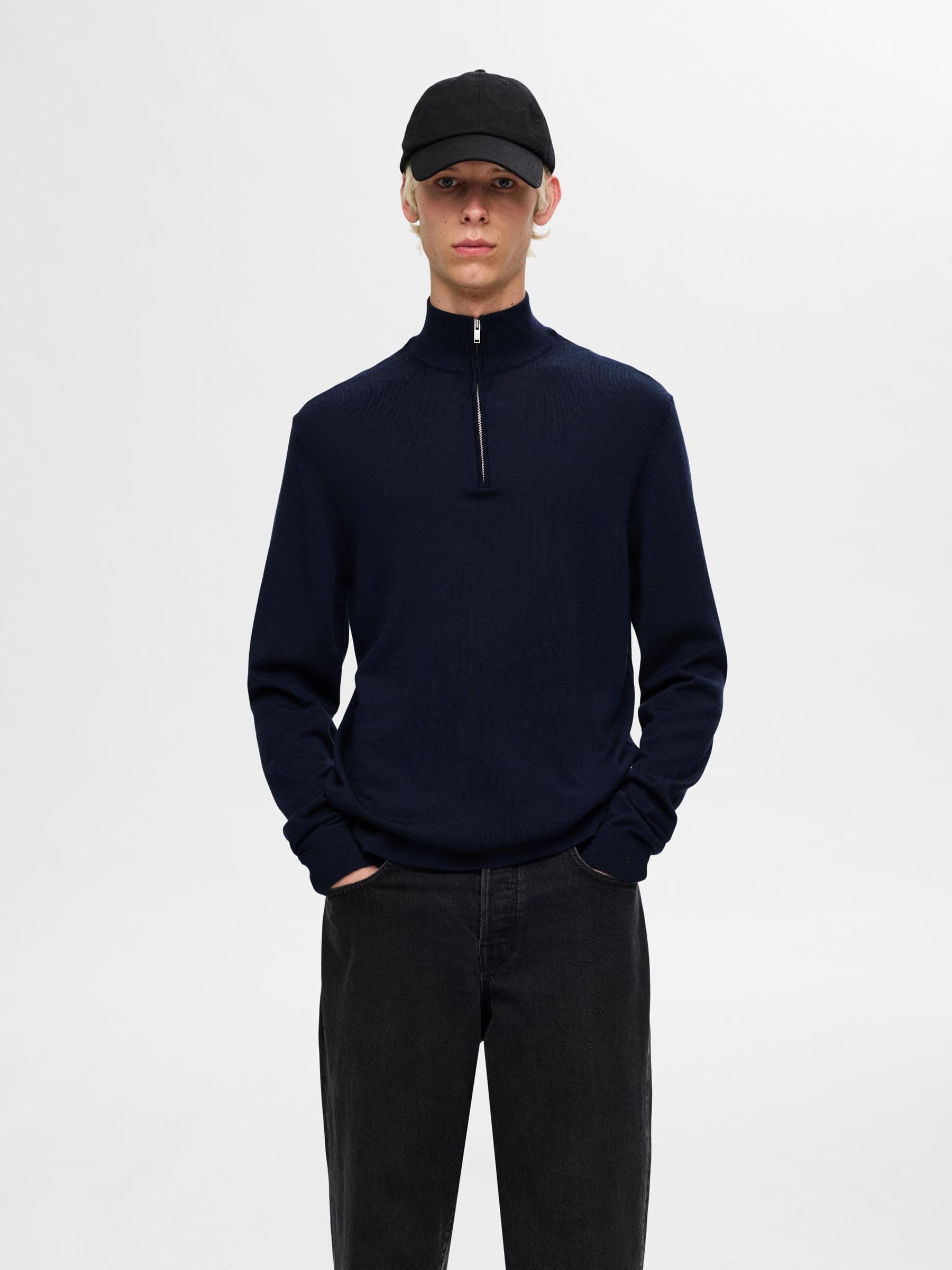 SELECTED HOMME Half-Zip Jumper 100% Merino Wool