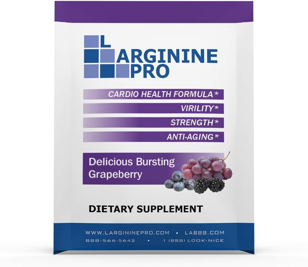 L-arginine Pro Supplement ON-The-GO Single Serve Travel Packets - 5,500mg of L-arginine Plus 1,100mg L-Citrulline (1 Bag (30 Packets), Grapeberry) : Health & Household
