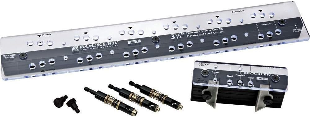 Rockler 3-1/2'' Movable Louver Template Set Shutters for Windows Outside & Inside – Fixed or Movable Louvered Shutters Jig - Window Shutters Interior Kit w/Stile jig, Louver jig, 3/32'' Bit