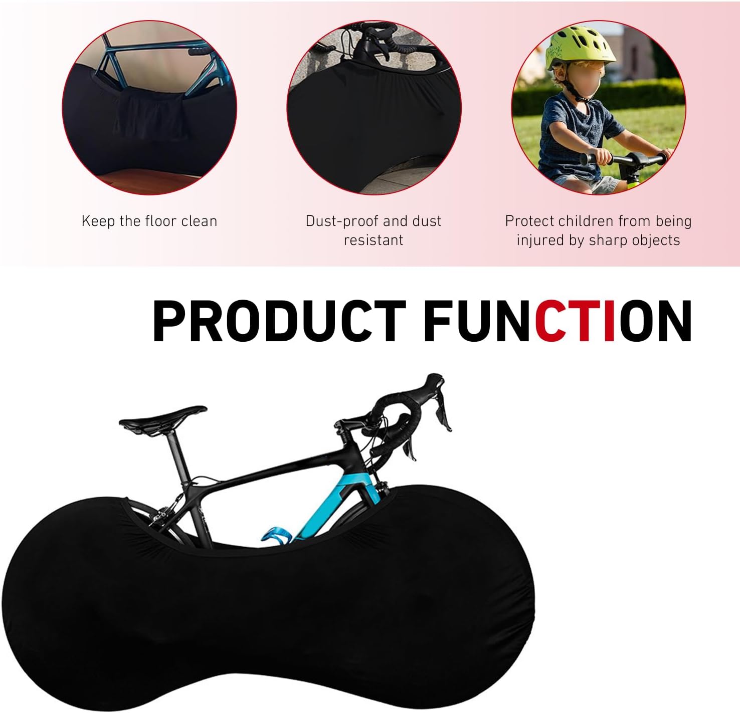 Bike Wheel Cover, 59 inches Stretchy Bicycle Anti Dust Waterproof Protector Storage Cover, Universal for Mountain, Road, MTB Bikes (Black)