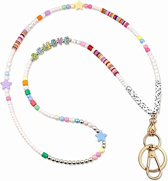 Colorful Beaded Lanyard for ID Badge Fun Necklace Teacher Lanyard Cute Lanyard for Teachers Nurses Students