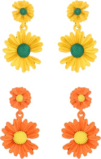 Yellow Chimes Combo Geometric Shapes Floral Design Pearl Crystal Gold Plated Stud Drop Earrings for Women and Girls