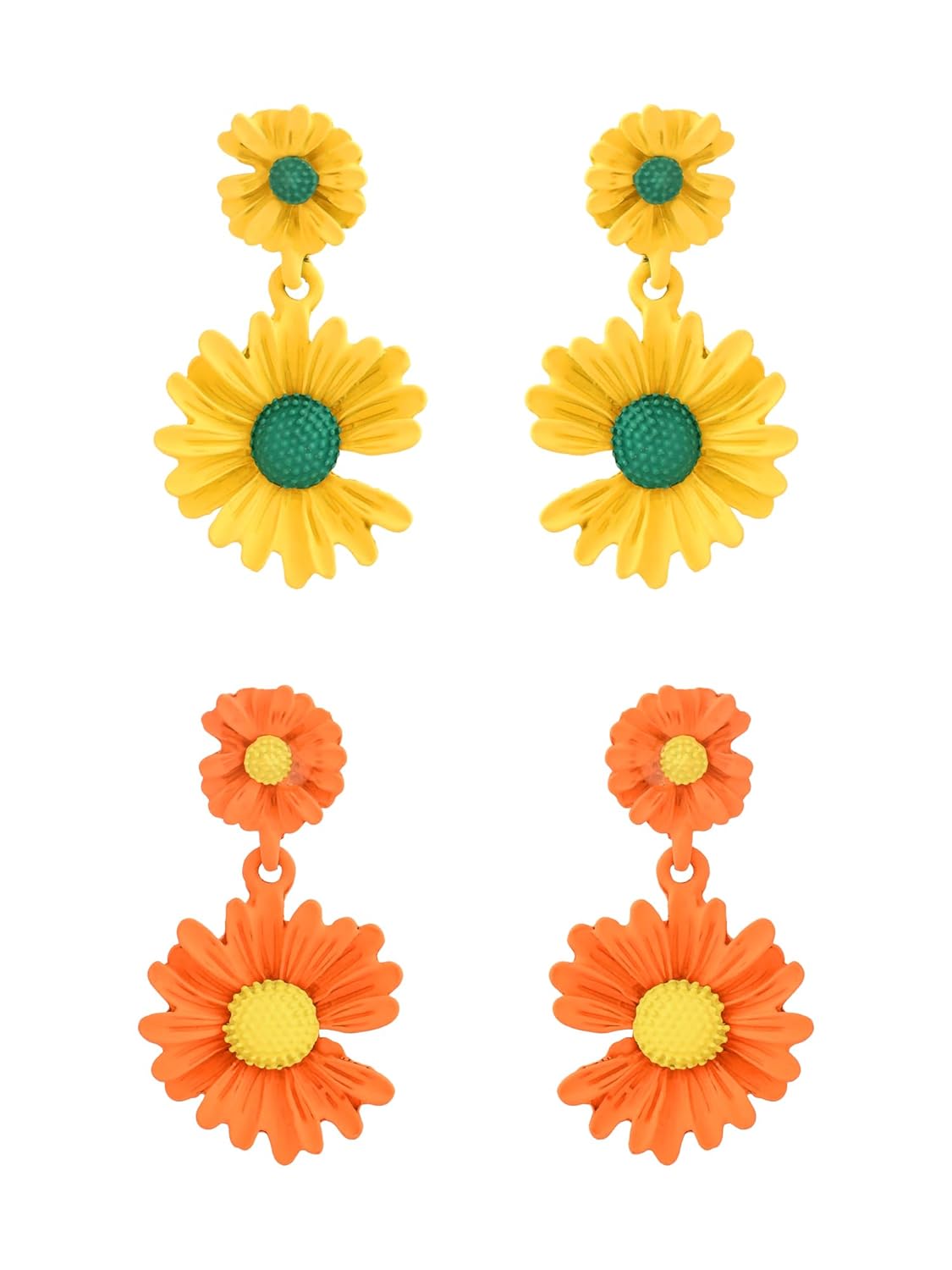 Yellow Chimes Combo Geometric Shapes Floral Design Pearl Crystal Gold Plated Stud Drop Earrings for Women and Girls