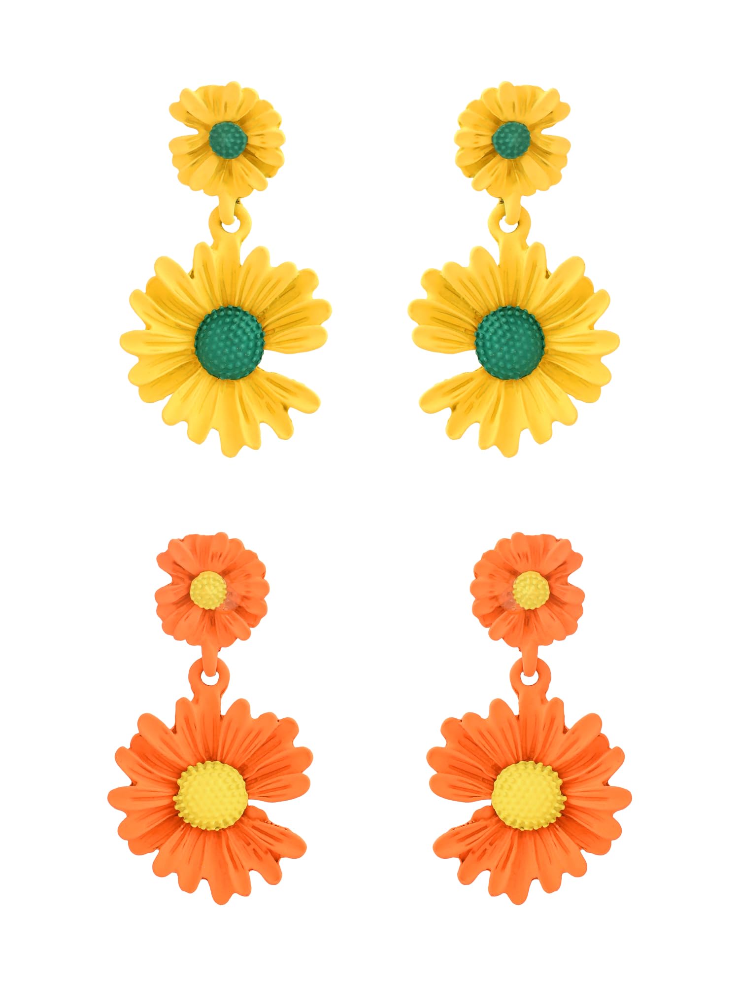 Combo Geometric Shapes Floral Design Pearl Crystal Gold Plated Stud Drop Earrings for Women and Girls