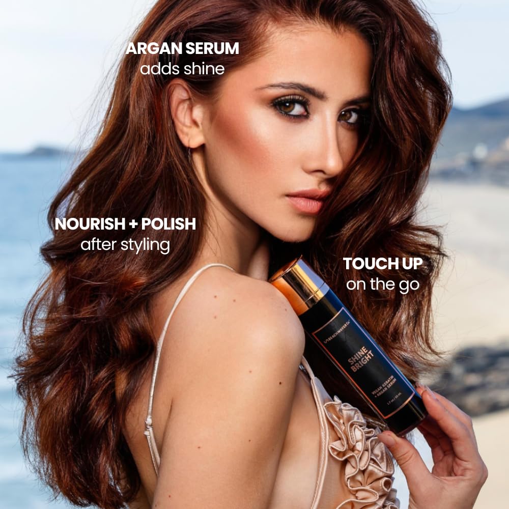 The Beachwaver Co. Shine Bright Serum - Full Size (1.7 Oz) | Award-Winning Shine Serum w/Vegan Keratin & Organic Argan Oil | Smoothing Formula for Silky, Frizz-Free Finish | Bali Beach Night