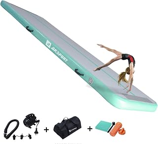 AKSPORT Gymnastics Air Mat Tumble Track Tumbling Mat Inflatable Floor Mats with Air Pump for Home Use/Tumble/Gym/Training/Cheerleading/Parkour/Beach/Park/Water