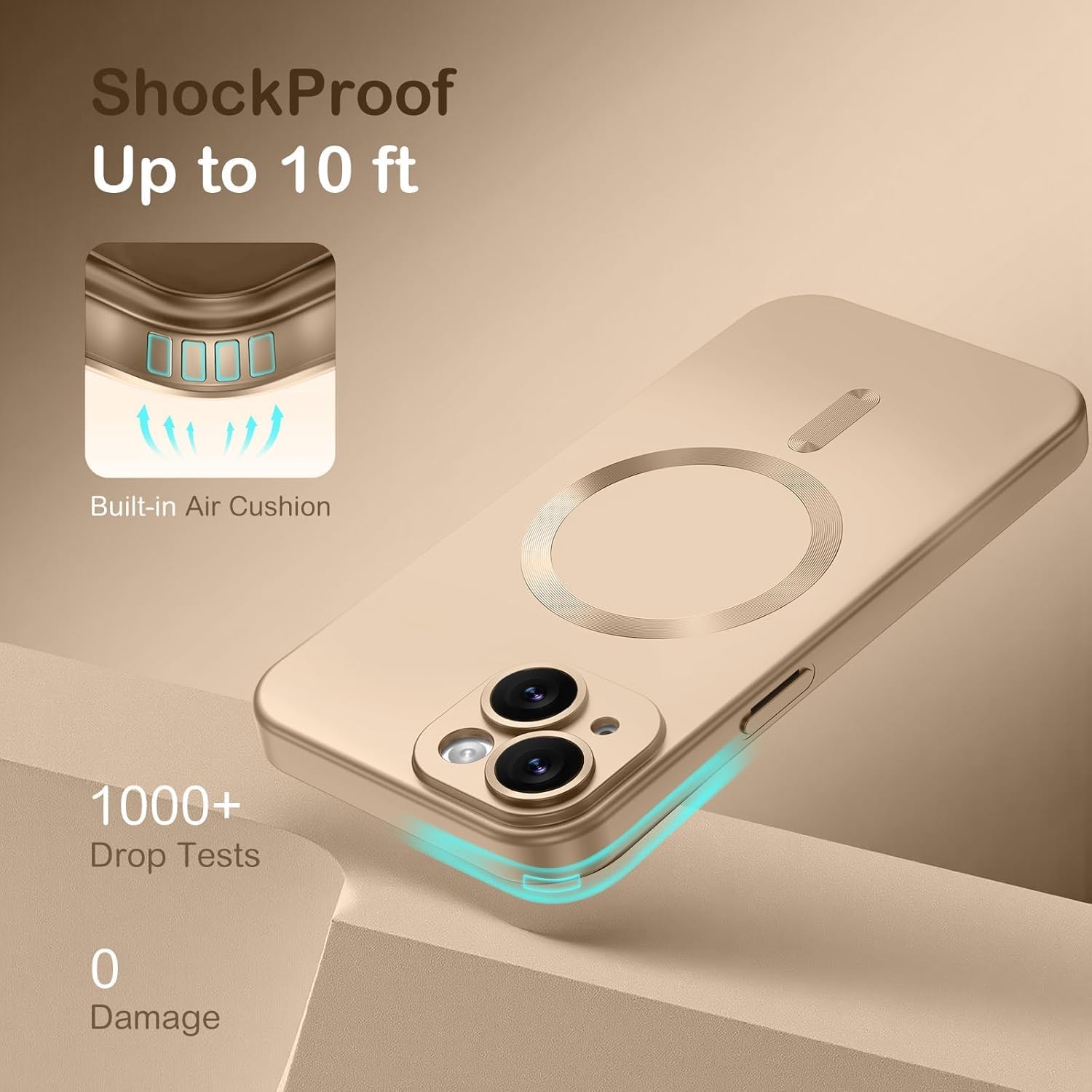 DIZORO® Magnetic Case for iPhone 13 / iPhone 14 Cover [Compatible with MagSafe][Built-in Camera Lens Protector] Slim Soft Silicone Bumper Shockproof Metallic Luster Back Cover Phone Cases (Desert) — Amazon image 8