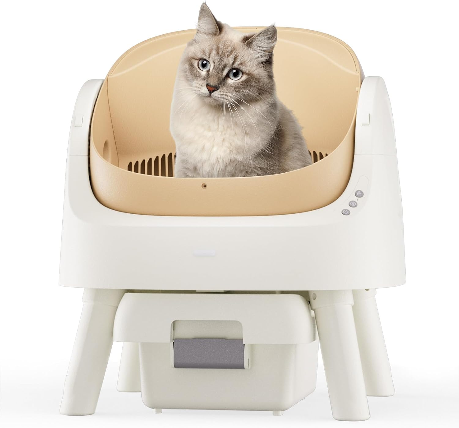 Self-Cleaning Cats Litter Box with Smart Infrared Sensors, Open Structure Design Large 10L Waste Container, Automatic Cleaning and Simple Use, Brown