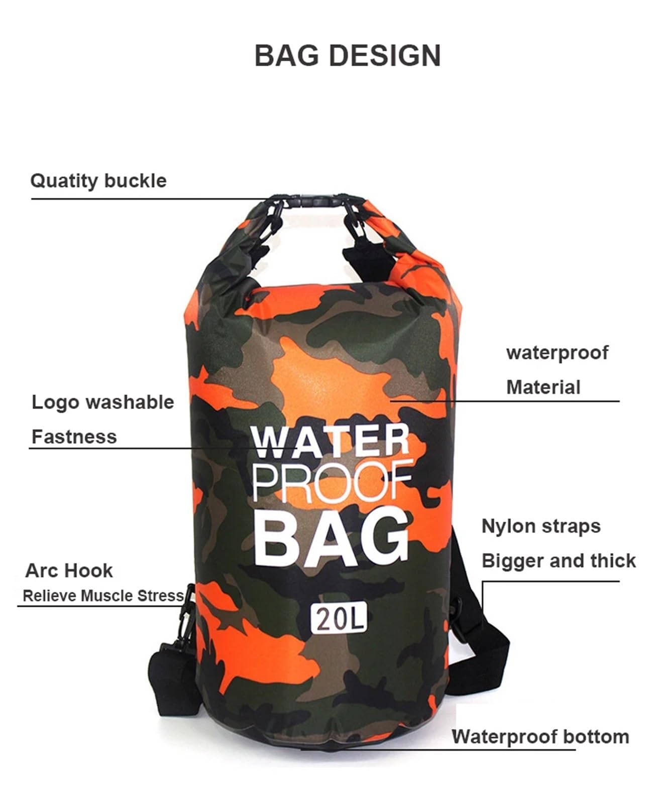 Borsa Nuoto Borsa impermeabile asciutta per esterni Borsa asciutta Sacco impermeabile galleggiante Borse per attrezzi asciutti per nautica Pesca Rafting Nuoto(Clear)