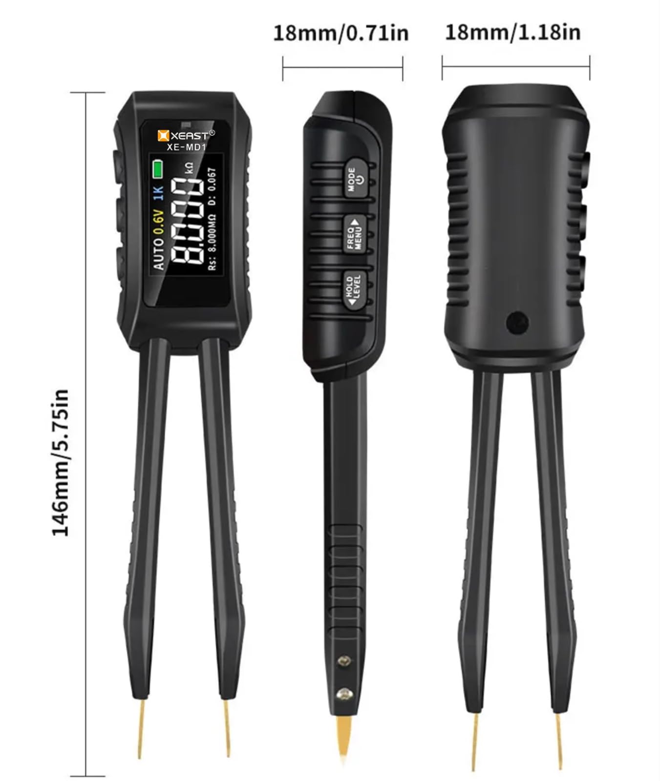 Misuratori digitali LCR 10KHz - Multimetro per resistenza, condensatore, induttanza, ESR, tensione, frequenza e diodo con rilevamento automatico del componente, tester SMD