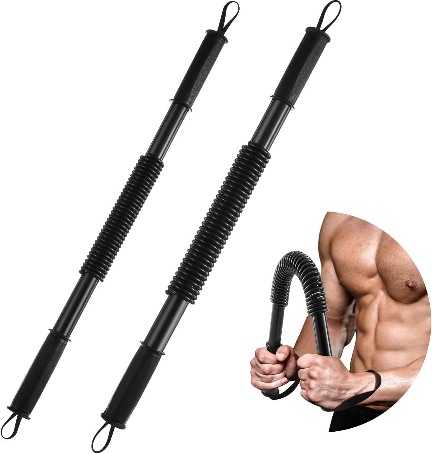 2 Pcs Power Twister Bar Upper Body Exercise for Chest 12-44 Lbs & 45-110 Lbs Strength and Muscle Workout Equipment Machines for Shoulder Forearm Bicep and Arm
