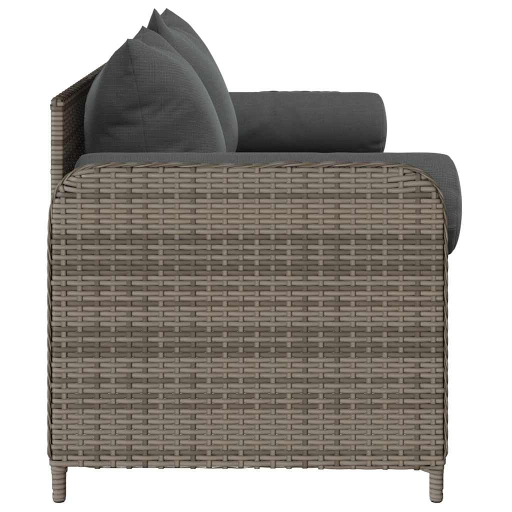 vidaXL Sofá de jardín de 3 plazas con Cojines ratán sintético Gris, sofá de Exterior, Muebles de jardín, Muebles de Patio, Asientos de jardín