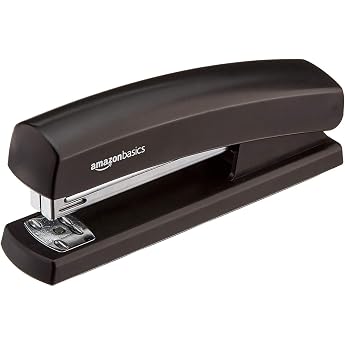 Amazon Basics Stapler with 1000 Staples, 10 Sheet Capacity, Non-Slip Rubber Foot, Home, Office, Black