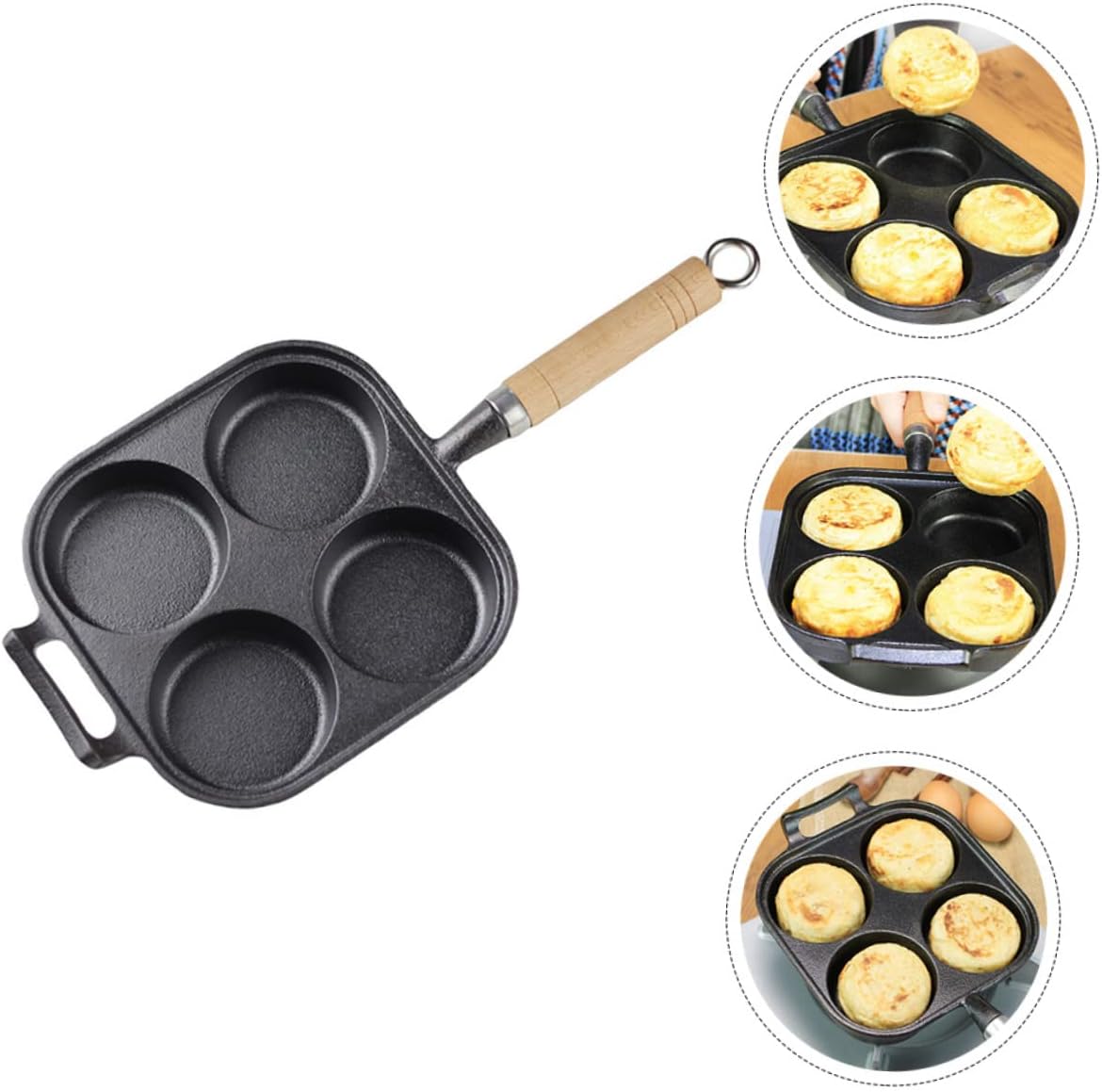 Alipis Non Stick Frying Pan Four Hole Egg Pan Kitchen Making Mold Easy to Use Fast Cooking