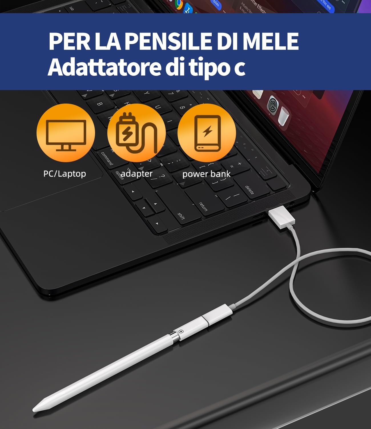 Adattatore Apple Pencil Lightning Femmina a USB-C Femmina 2pack per iPad 1st Gen Penna Ricarica