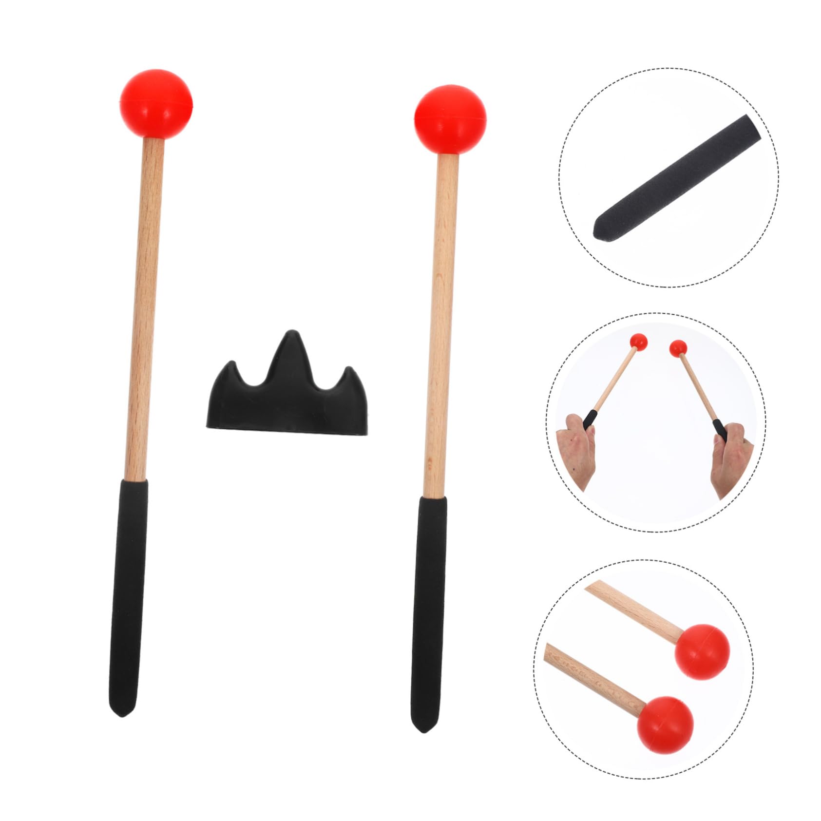 TOYANDONA 4sets Bacchette Per Strumenti Percussione Con Supporto Bacchette Per Tongue Drum Con Testa e Resistente e Durevole Per Musicisti e Insegnanti Di Musica