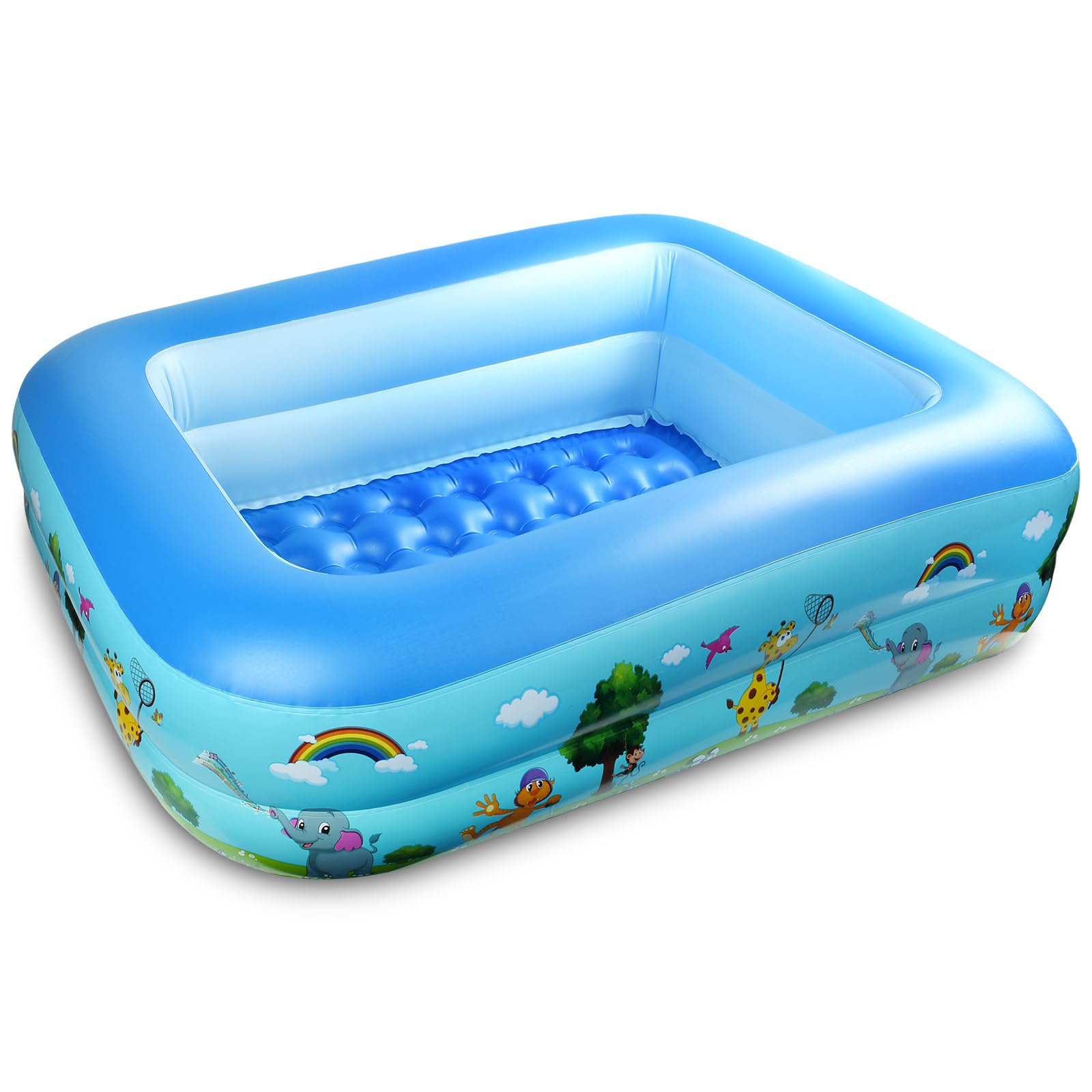 Piscina Gonfiabile, 108 x 80 x 28 CM Piscina Gonfiabile Bambini, Piscina per Bambini, Piscinas 2 Anelli, Piscina Baby Rettangolare, per Cortile, Giardino, Interno, Esterni