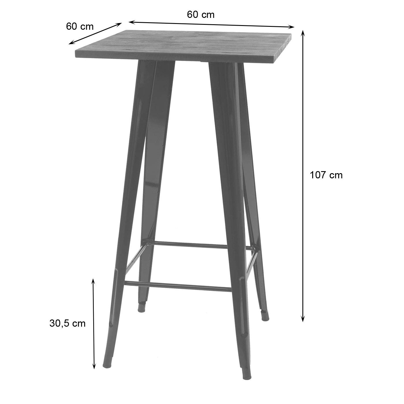 Mendler HWC-A73 - Mesa alta (madera, 107 x 60 x 60 cm), color rojo