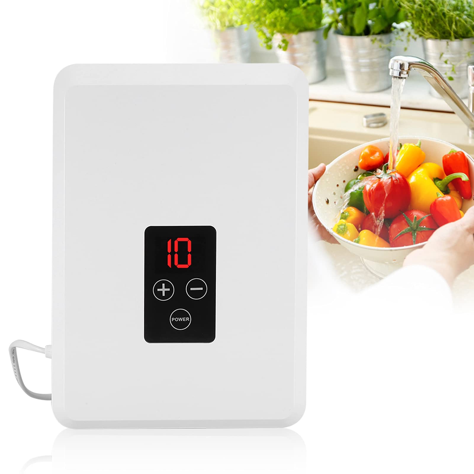 Ozonizador De Agua, Generador De Ozono Portátil, Purificador De Aire del Generador De Ozono, ABS para El Hogar Cocina Frutas Verduras(EU-White)