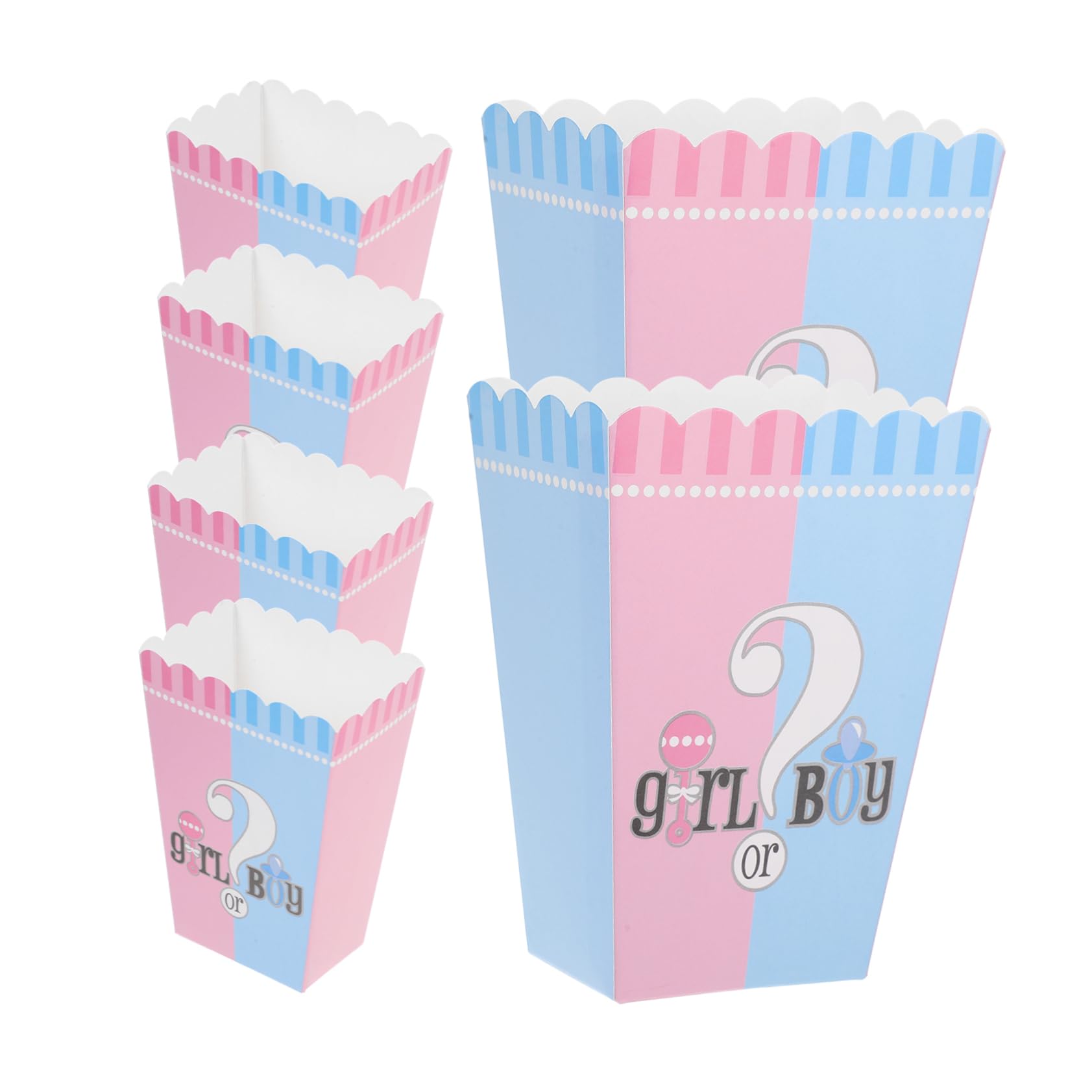 SOLUSTRE 6pc Gender Reveal Popcorn Boxes Paper Treat Buckets for Boys and Girls Birthday Parties Movie Night Supplies Party Decorations Boys Girls Gender Reveal Favors