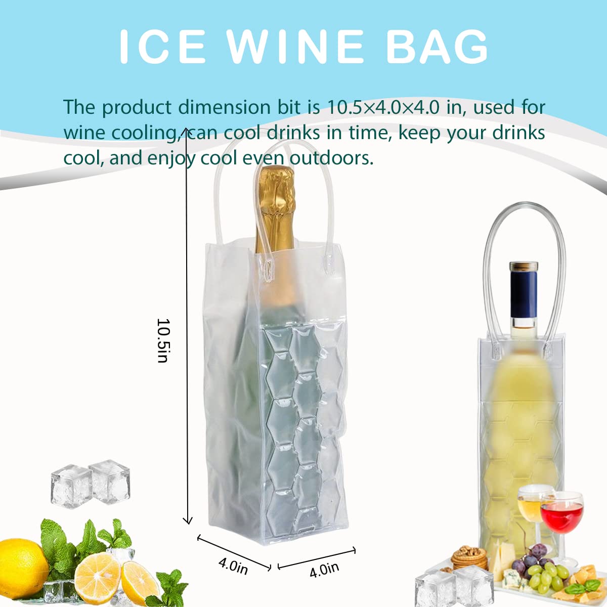 Wine Cooler Sleeve with Protector Instant Cooling and Keeps Your Drink Cold Keep Cool and Chill Champagne Wine, Wine Bottle Chiller Cooler for Red White Champagne or Sparkling (2pcs)