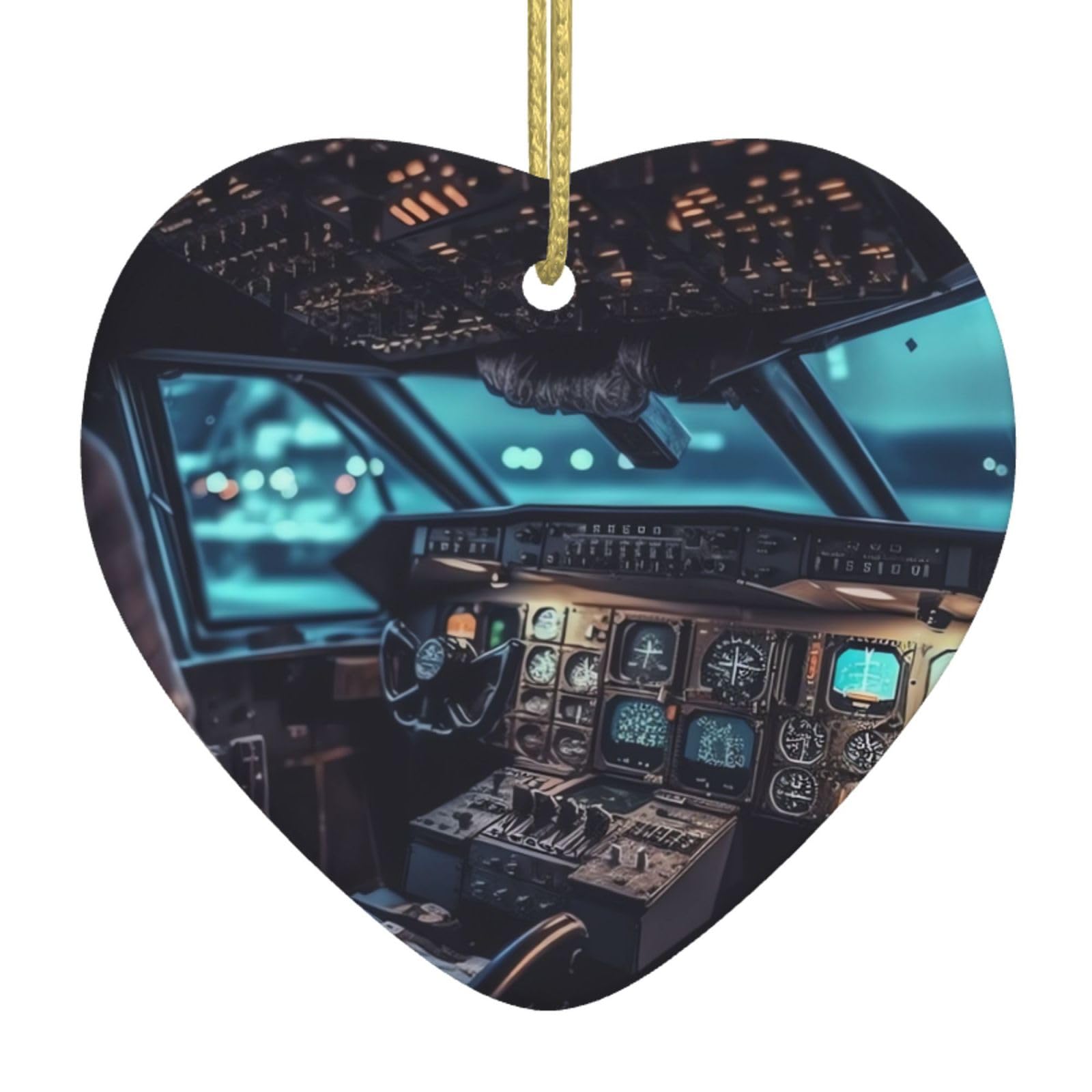 Fodpand Women's White Airplane Cockpit Christmas Ornaments 2025, Gift Exchange For Men, Collectible Ceramic Ornament Heart Hanging Ornaments For Christmas Tree Decoration