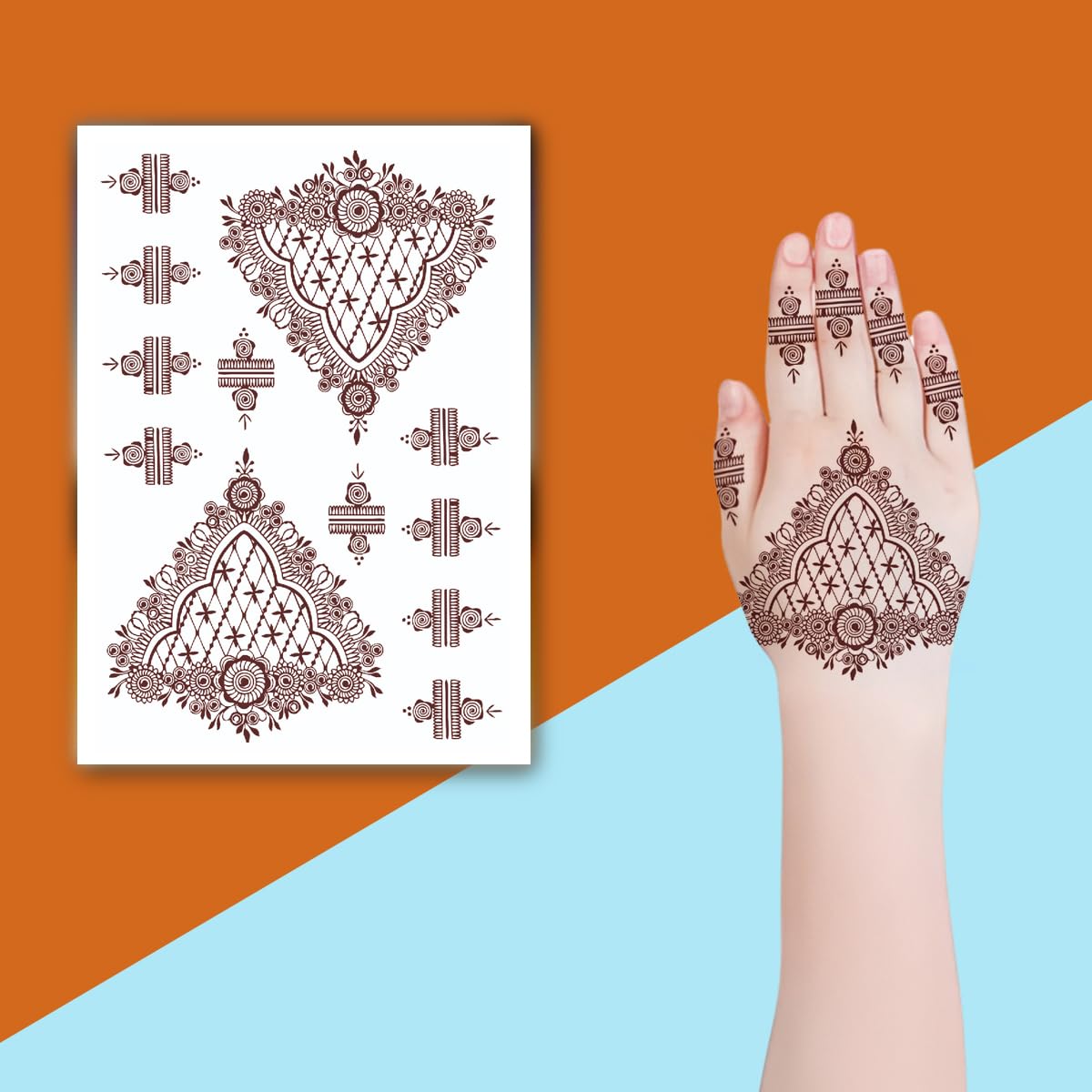 Ethereal Blossom Mehndi Design Henna Temporary Waterproof Body Tattoo (Marron) For Women and Girls-image-11