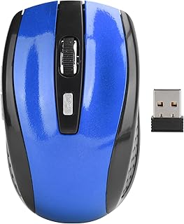 Wireless Mouse, 1600 DPI 2.4G Wireless Ergonomic Mouse, Portable Silent Cordless Optical Mice for Laptop PC Gaming Office Travel(Blue)