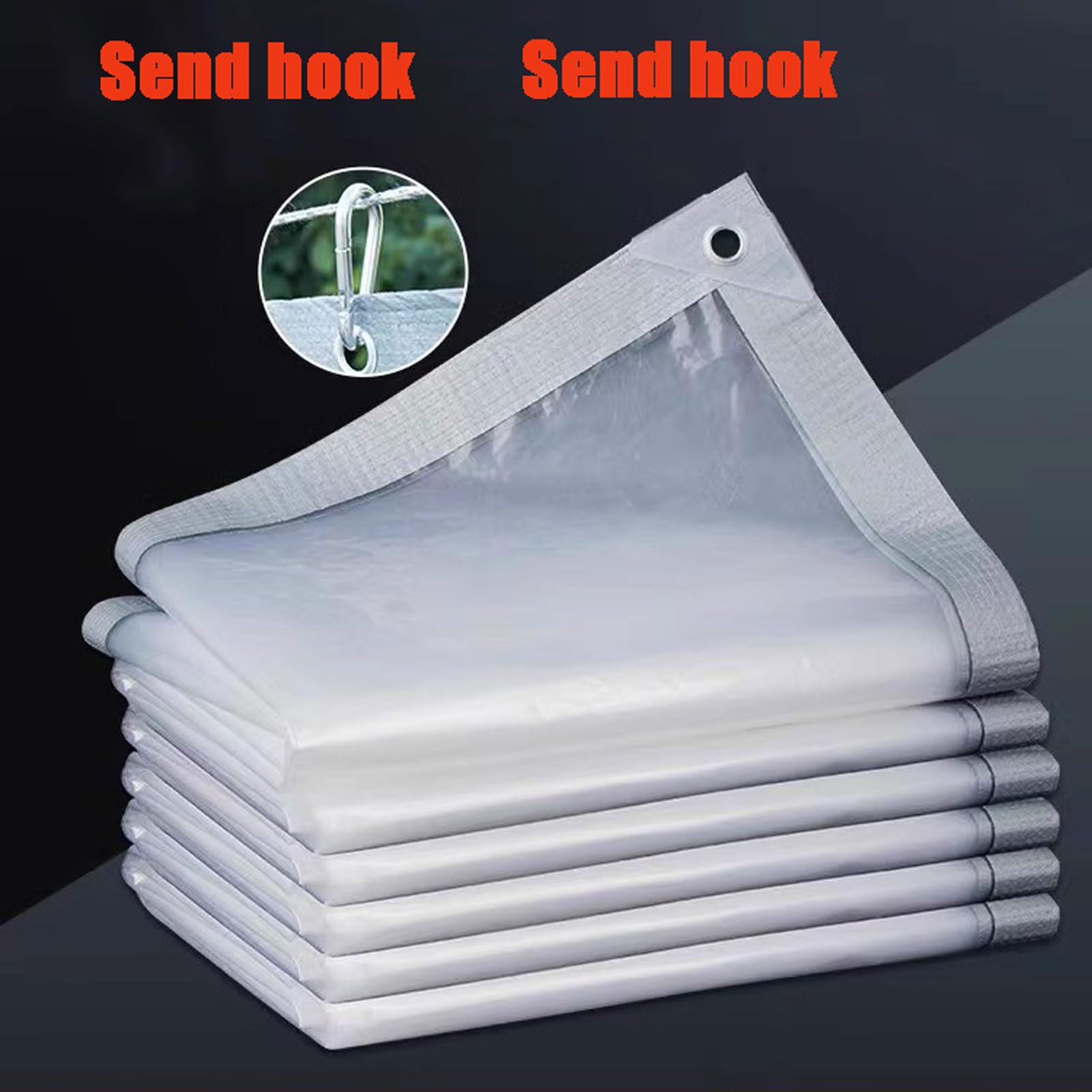 Heavy Du Bâche imperméable 1 bâche transparente avec œillets – Bâche en plastique pliable pour serre, jardin, terrasse et extérieur
