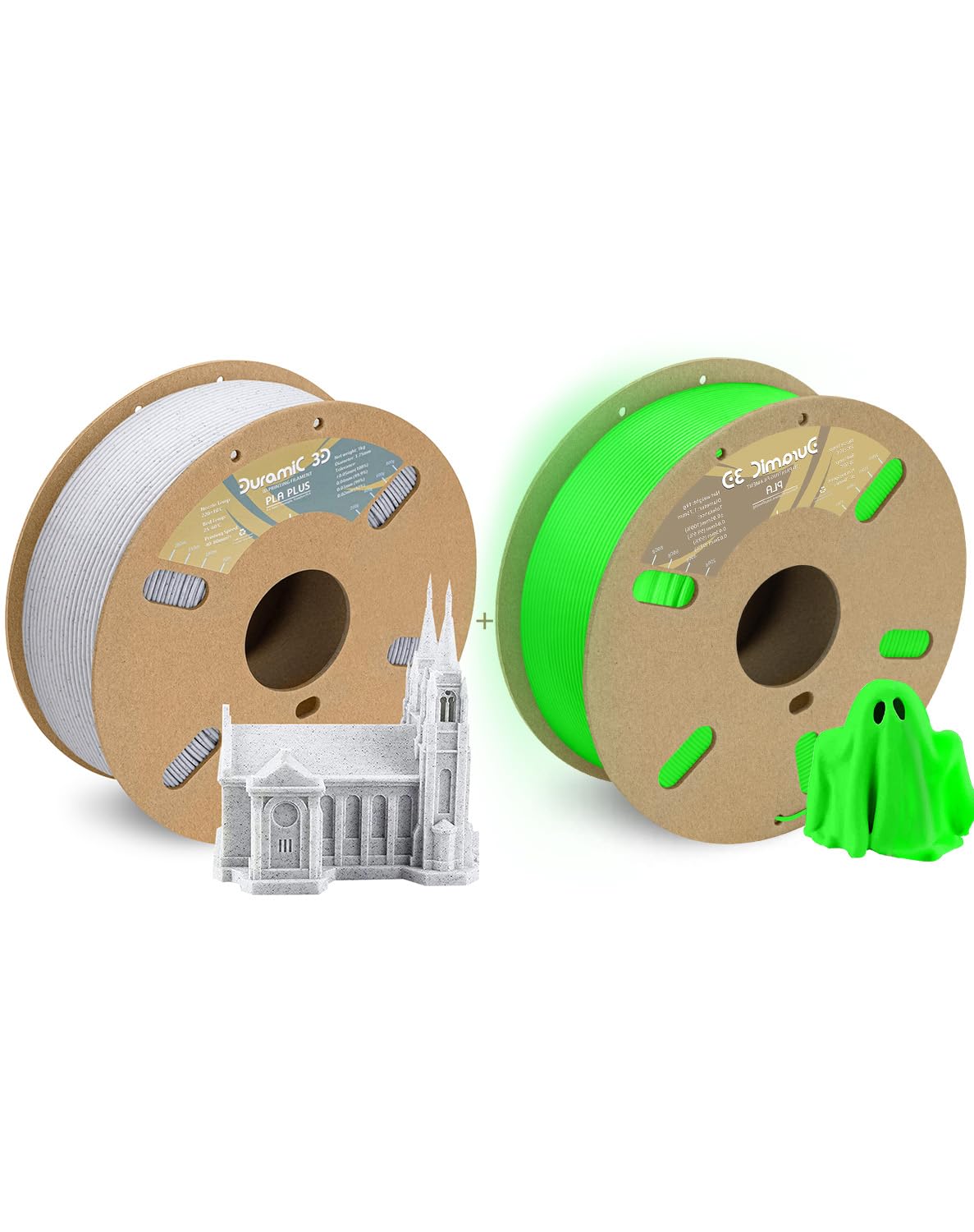 DURAMIC 3D PLA+ Filament 1.75mm 1Kg Marble, PLA Plus 3D Printer Filament 1Kg Spool,PLA Glow in The Dark Filament 1.75mm Glow Green