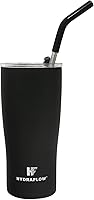 Vista 4 de HYDRAFLOW Capri - Vaso de 20 onzas con popote – Vaso aislado al vacío de triple pared – Vaso aislado al vacío – Vaso de acero inoxidable – Vaso
