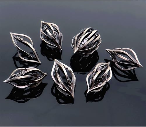 CREEBUY Juego de dados de metal DND dados de arcano para juegos de mesa de mazmorras y dragones, dados huecos impresos en 3D de metal, dados huecos