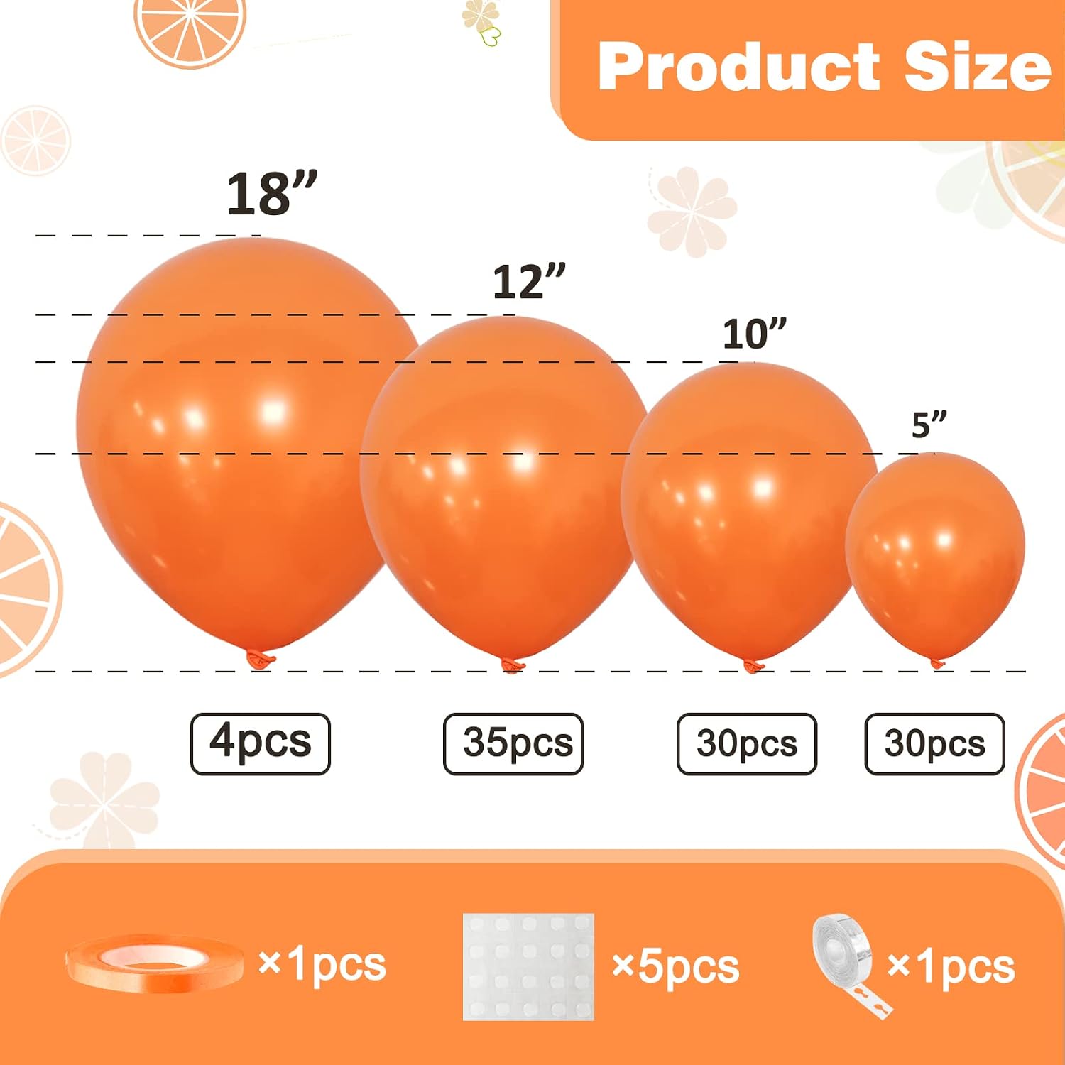 Orange Balloons Latex Balloons 106 pcs 5 10 12 18 inch Orange Balloon Arch Garland Kit with Balloon Ribbon for Men Women Boys Girls Birthday Party Halloween Wedding Picnic Bridal Shower Decorations - Image 3