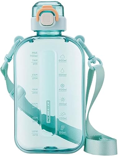 Botella de agua plana de 25 onzas, botella de agua cuadrada portátil sin BPA, a prueba de fugas, botellas de agua delgadas para bolso, viajes,