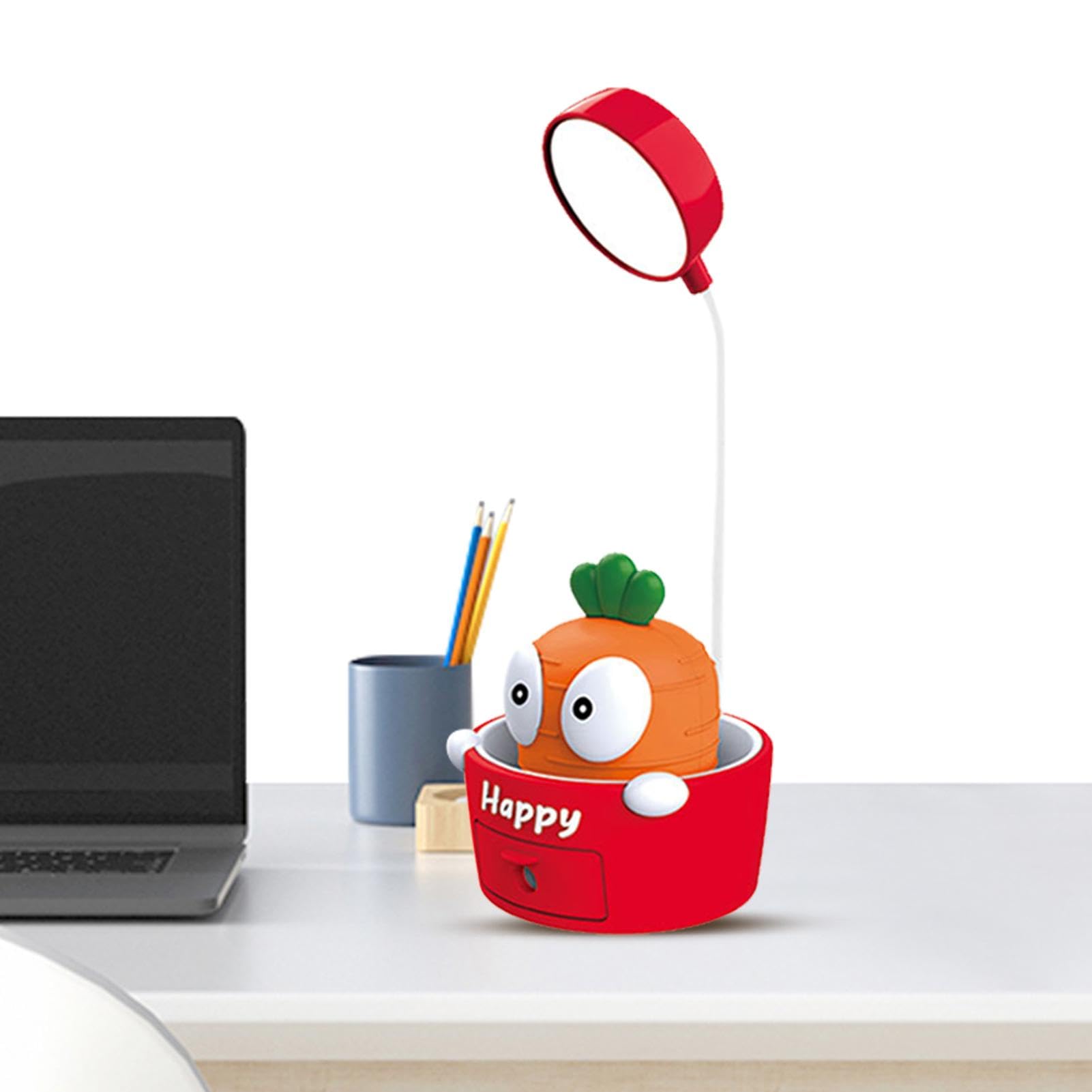 GdiojnfgRechargeable Table Lamp | Adjustable Carrot Night Light with 3 Gears | Portable Table Lamp for Home, Apartment, Portable Desk Lamp with Pencil Sharpener