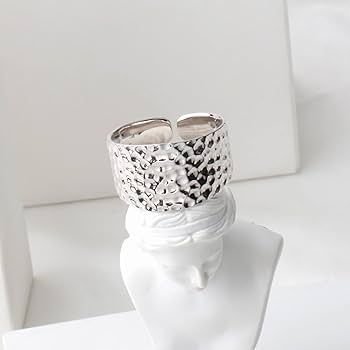 Hammered Sterling Silver Handmade Wide Band Statement Ring