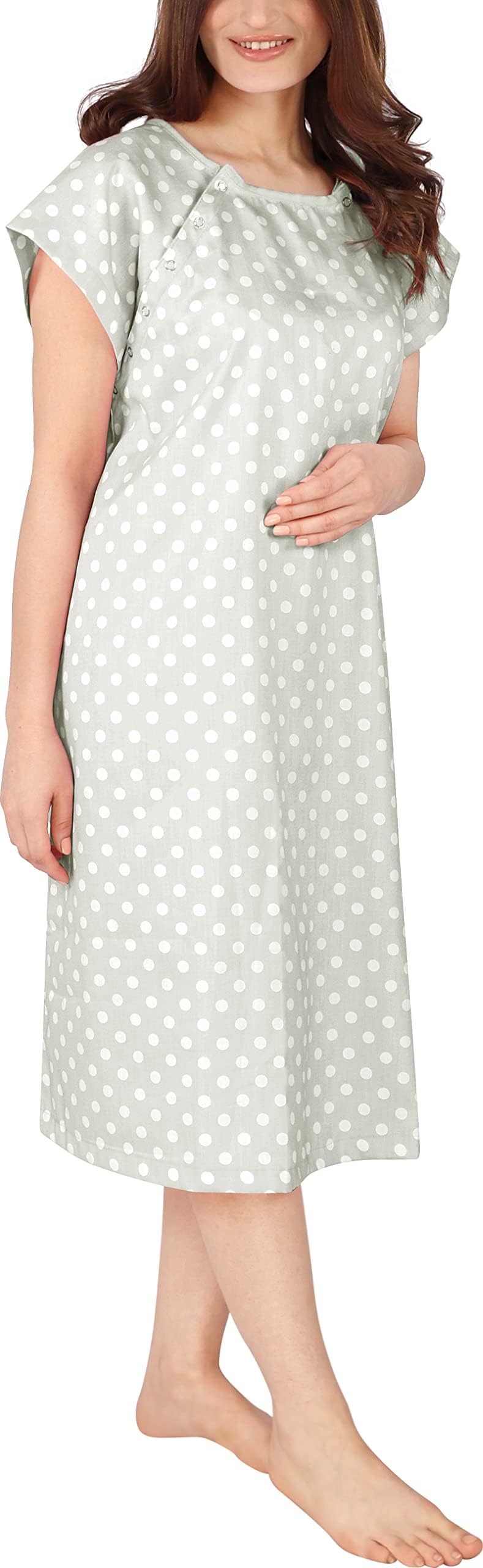 Utopia Care Hospital Gown, 100% Cotton Patient Gown (Grey, Small/Medium)