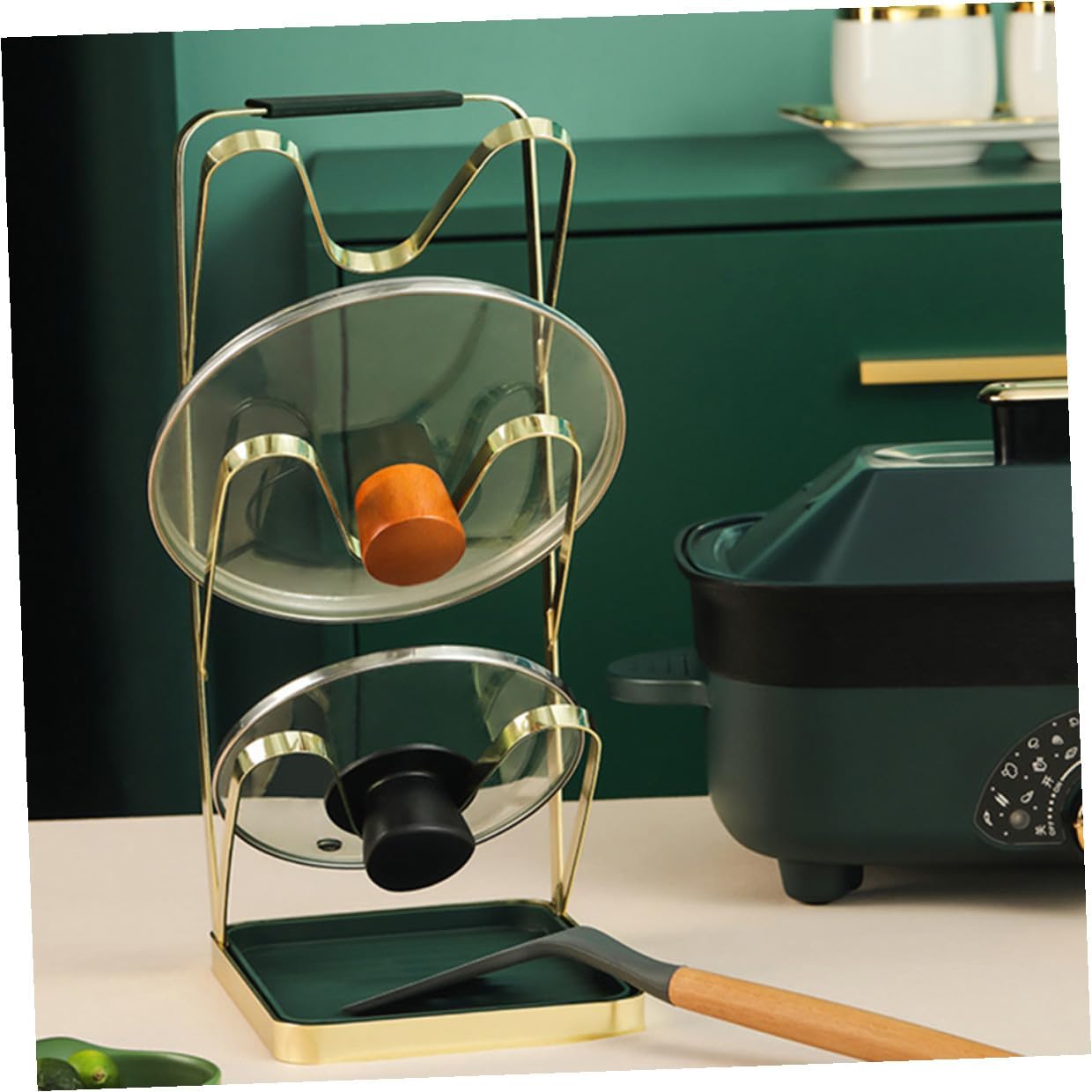 Uonlytech Pot Lid Rack and Kitchen Storage Holder Multi-layer Organizer Rack for Home Cabinet, Space-saving Pot Cover Storage Shelf, Sturdy Kitchen Organizer for Pan and Lid Management
